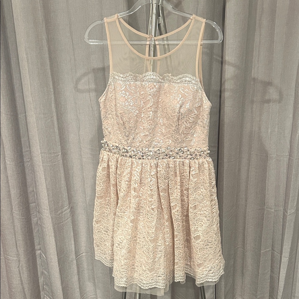 City Studio  Elegant Lace Dress in Cream